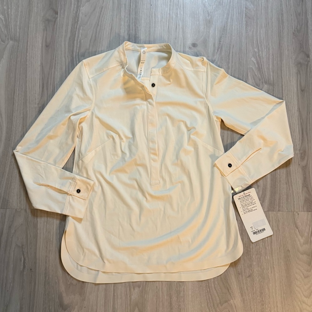 2014 Lululemon Get It On Blouse Angel Wing White Long Sleeve - Retired Rare - Picture 10 of 14